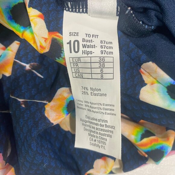 Seafolly Halter One Piece Swimsuit Womens Size 10 (US 6 )Floral Print Ruched Re - Picture 7 of 12